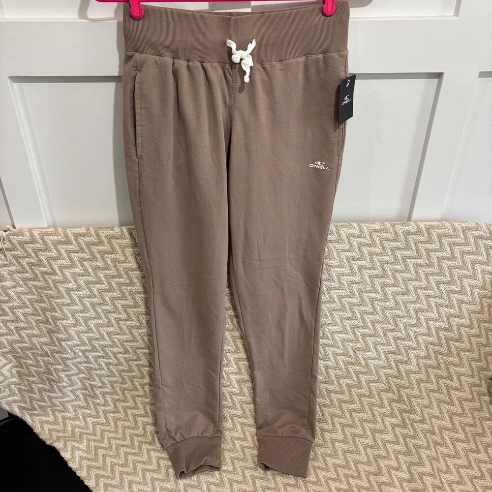 O’Neil Women’s French Terry Jogger Pants Taupe Brown XS NWT